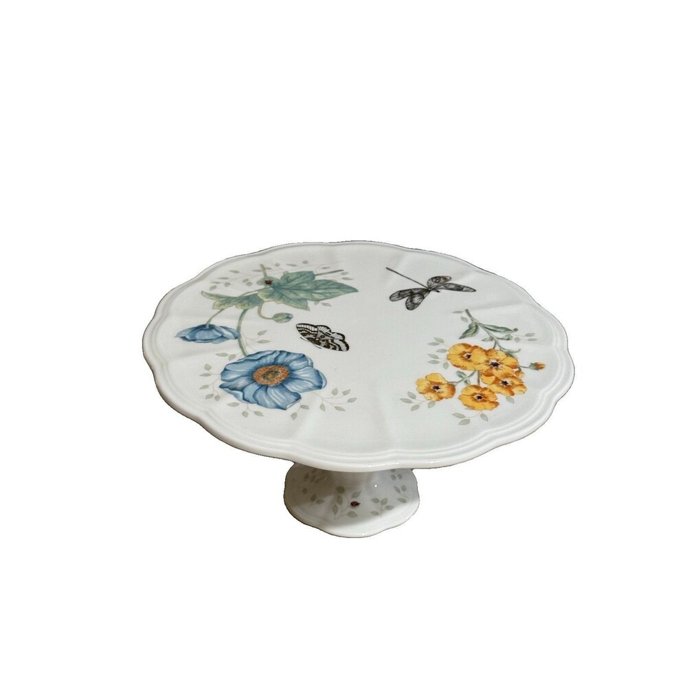 Lenox Butterfly Meadow Pedestal Cake Stand 10 Inch.  Easter/Spring Time